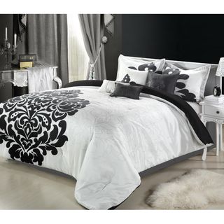 Lakhani 8 Piece Black & White Comforter Set