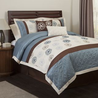 Lush Decor Covina Blue/Brown 6 piece Comforter Set