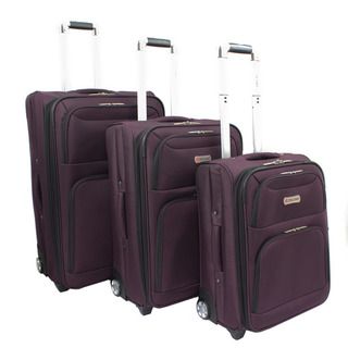 Dejuno Purple Luxury 3 piece Expandable Upright Luggage Set