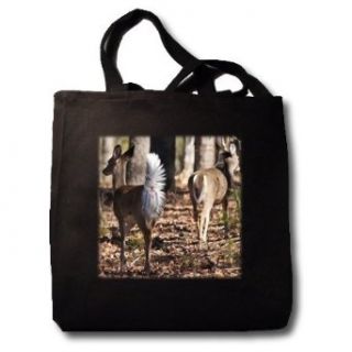 Two White Tail Deer   Washed Denium Tote Bag 14w X 14h X