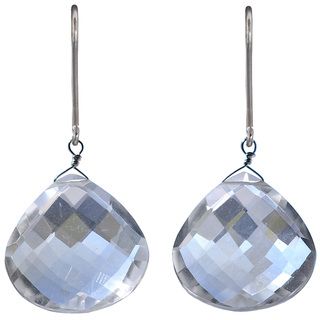 Ashanti Sterling Silver Natural Rock Crystal Earrings (Sri Lanka