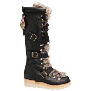 Choice Hippobottomus Ladies Flat Fur Boot, Black, 11 M US Women Shoes
