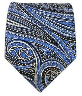 100% Silk Woven Royal Blue Totally Paisley Tie Clothing