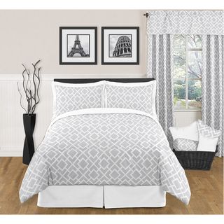 Sweet JoJo Designs Grey and White Diamond 3 piece King size Bedding