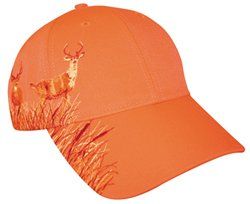 Blaze Orange Deer Hunting Hat With Buck Design Sports