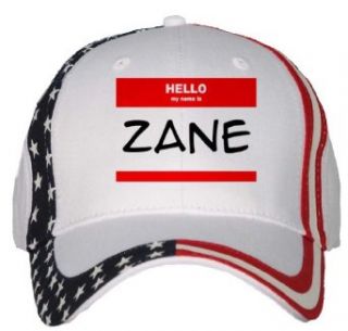 HELLO my name is ZANE USA Flag Hat / Baseball Cap