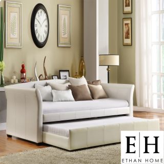 ETHAN HOME Deco White Faux Leather Modern Daybed with Trundle Today $