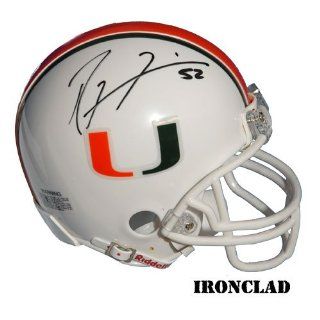 Ray Lewis Signed U of Miami Mini Helmet w/ #52 Insc