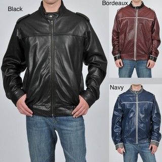 Knoles & Carter Mens Contrast Stitched Leather Bomber Jacket