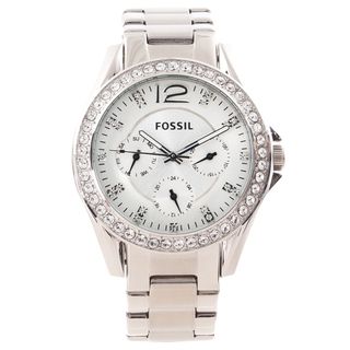 Fossil Womens Riley Stainless Steel Crystal Accented Watch