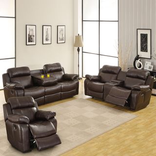 Eland Brown Bonded Leather Sofa Set