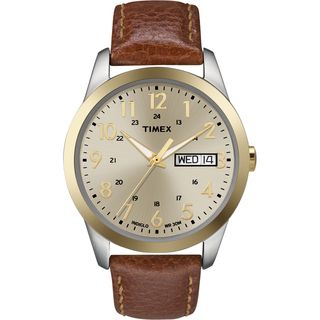 Timex Mens Elevated Classics Dress Brown Leather Strap Watch