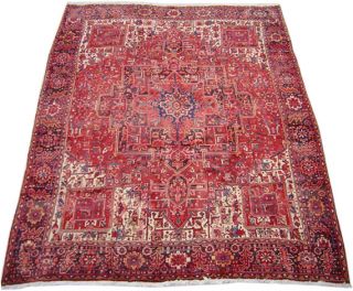 Heriz Hand knotted Red/Navy Rug 10 x 13 (Iran)