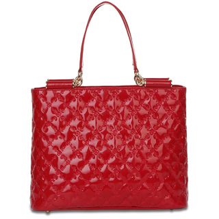 Rioni Tessere Lindsay Red Patent Leather Signature Embossed Tote Bag