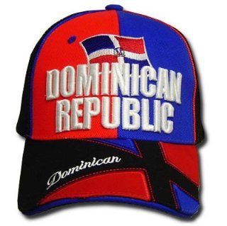 DOMINICAN REPUBLIC BLACK BLUE RED BASEBALL CAP HAT ADJ