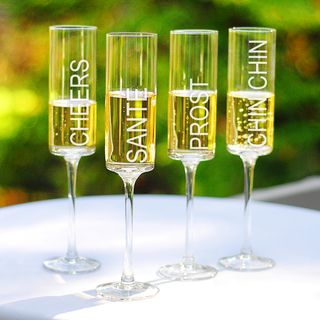 Cheers Contemporary Champagne Flutes (Set of 4)