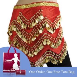 BellyLady Belly Dance Gold Coin Hip Scarf, Zig Style
