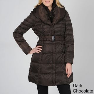 Ivanka Trump Womens Belted Down Coat with Shawl Collar