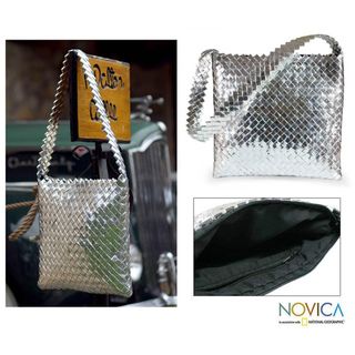 Recycled Metalized Wrapper Moonlight Medium Shoulder Bag (Guatemala