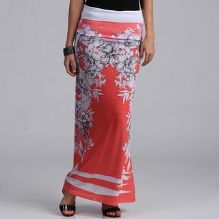Tabeez Red Floral Maxi Skirt