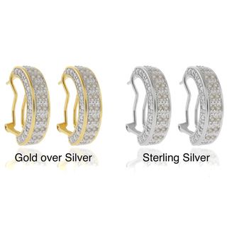 Sterling Silver 1/2ct TDW Diamond Half Hoop Earrings
