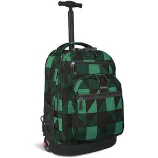 World Green Block Rolling Backpack with Laptop Sleeve