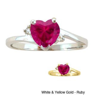 10k Gold Birthstone and Diamond Heart Ring