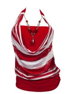 Plus size Red Glitter print Necklace accented O ring strap