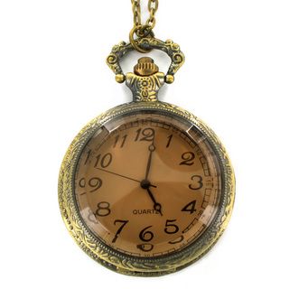 Antiqued Bronze Colored Clock Necklace