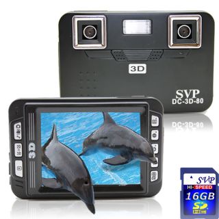 SVP DC 3D 80 Black 3D Digital Camera with 16GB SD Card