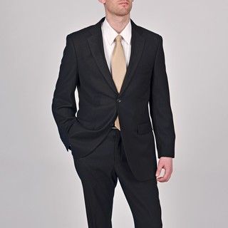 Caravelli Mens Black Pinstripe 2 button Suit