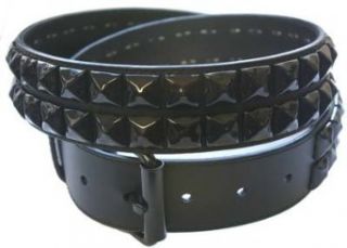 PUNK/ROCK/EMO Black Double Row Pyramid Studded Leather