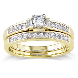 Miadora 14k Yellow Gold 1/3ct TDW Diamond Bridal Ring Set (G H, I1 I2