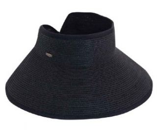 Scala UPF 50+ Large Brim Roll up Sun Visor Hat (Black
