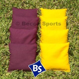 Cornhole Bags Set   4 Yellow & 4 Burgundy Sports