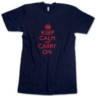 Keep Calm and Carry On Mens & Womens Navy T Shirts w