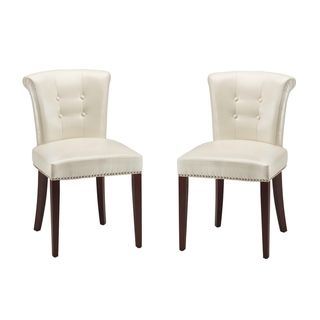 Parker Cream Leather Side Chairs (Set of 2)