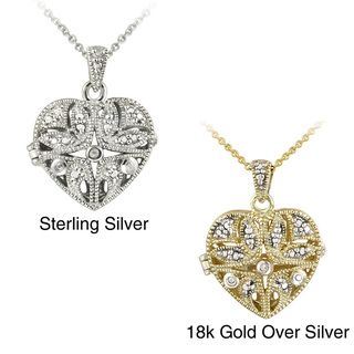 DB Designs Sterling Silver Diamond Accent Filigree Heart Locket