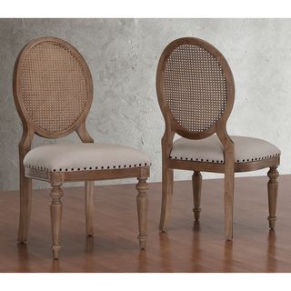 Elements Weathered Oak Cane Back Dining Chairs (Set of 2)