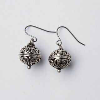 Sterling Silver Bali Ball Spherical Earrings (China)