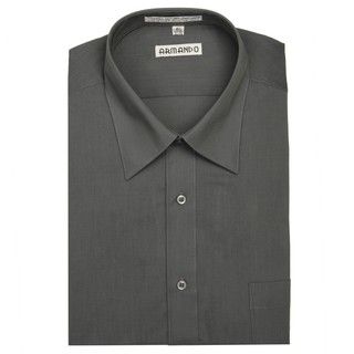 Armando Mens Charcoal Convertible Cuff Dress Shirt