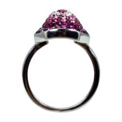 Sterling Silver Pink, Black, White Crystal Ring