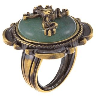 Cam & Zooey Goldplated Created Green Aventurine Adjustable Frog Ring