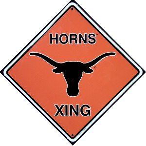 Texas Long Horns Crossing Sign Metal Embossed 12 x 12