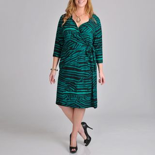 Lennie for Nina Leonard Womens Plus Jersey Knit Half Wrap Dress