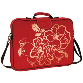 Fuji Depot 17.3 Inch Red Camellia Handled Laptop Sleeve