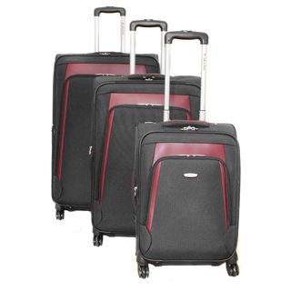 Dejuno Alliance Black 3 piece Expandable Spinner Luggage Set