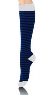 Cute Knee High School Girl Socks Striped   Blue & Black