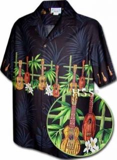Cotton Hawaiian Shirts Ukulele Clothing