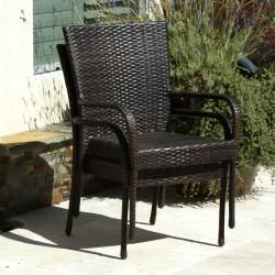Christopher Knight Home Outdoor PE Wicker Brown Stackable Club Chairs